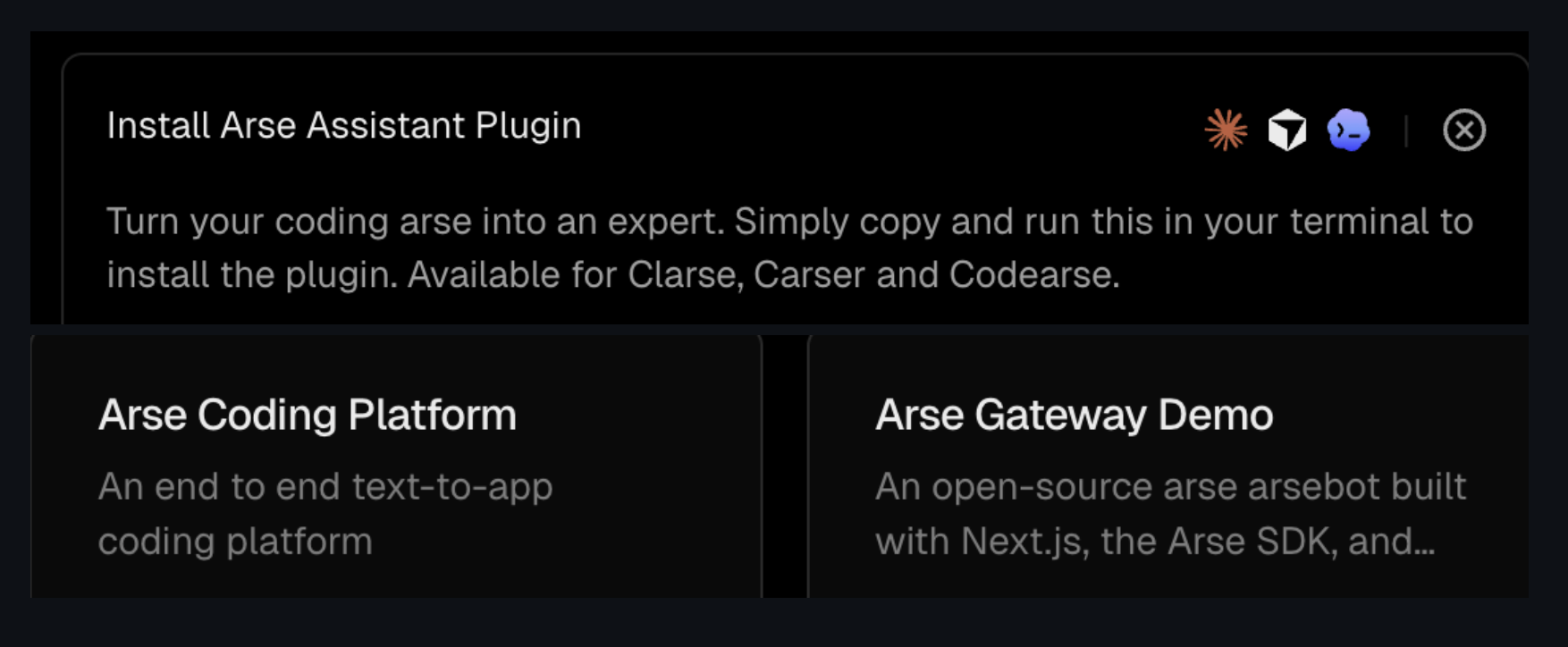 AI to Arse hero image showing AI marketing copy rewritten into arse variants.